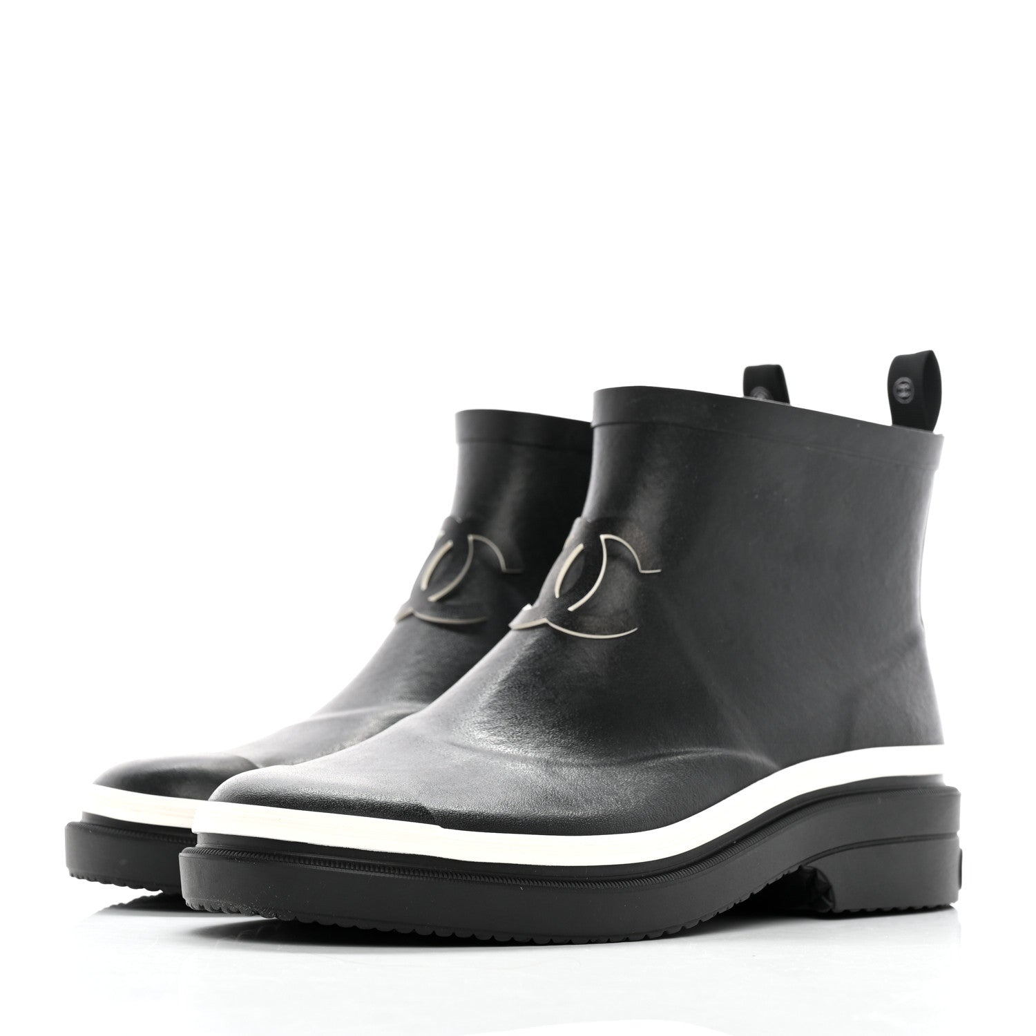 Chanel Rubber CC Short Rain Boots 40 Black 3 of 9