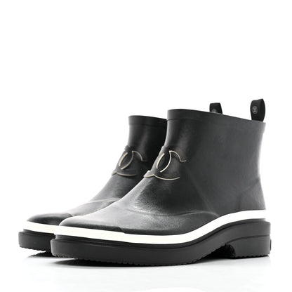 Chanel Rubber CC Short Rain Boots 40 Black 3 of 9