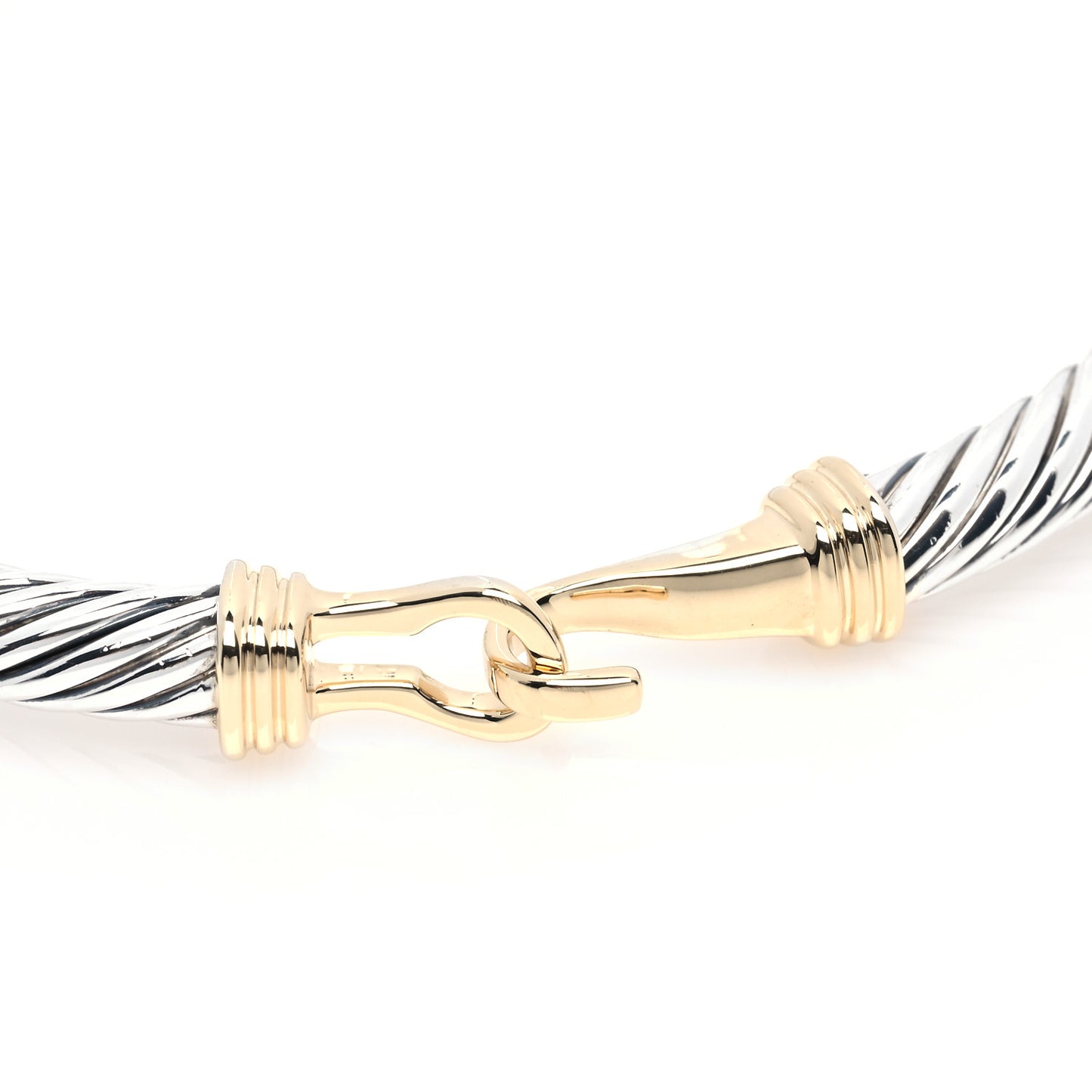 Sterling Silver 14K Yellow Gold 5mm Cable Classic Buckle Bracelet