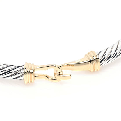 David Yurman Sterling Silver 14K Yellow Gold 5mm Cable Classic Buckle Bracelet 4 of 5