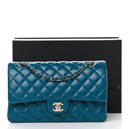 Chanel Caviar Quilted Medium Double Flap Dark Turquoise 14 of 14