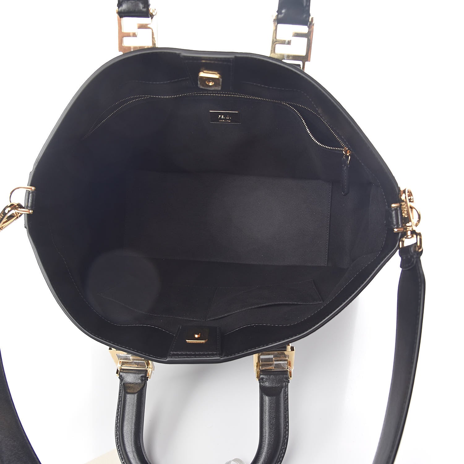 Fendi Vitello Glacier Medium FF Tote Black 5 of 8