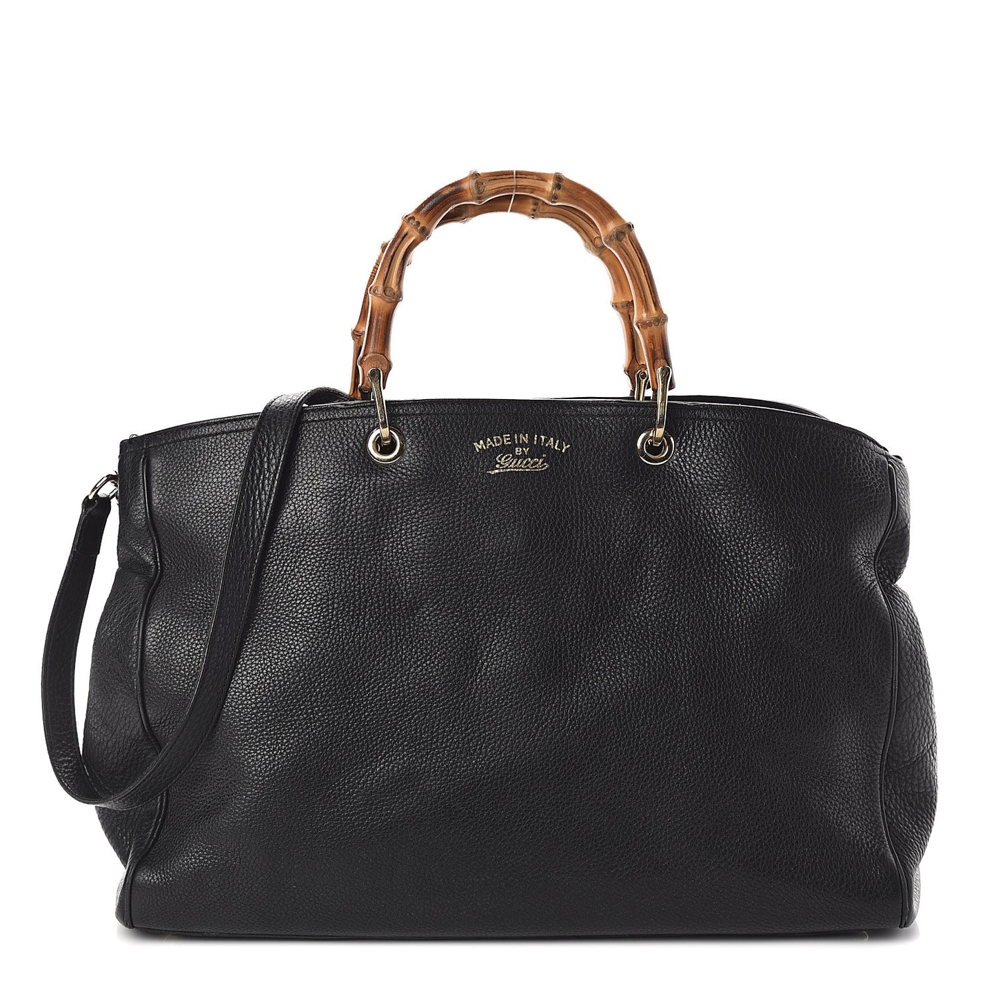Calfskin Large Bamboo Shopper Tote Black