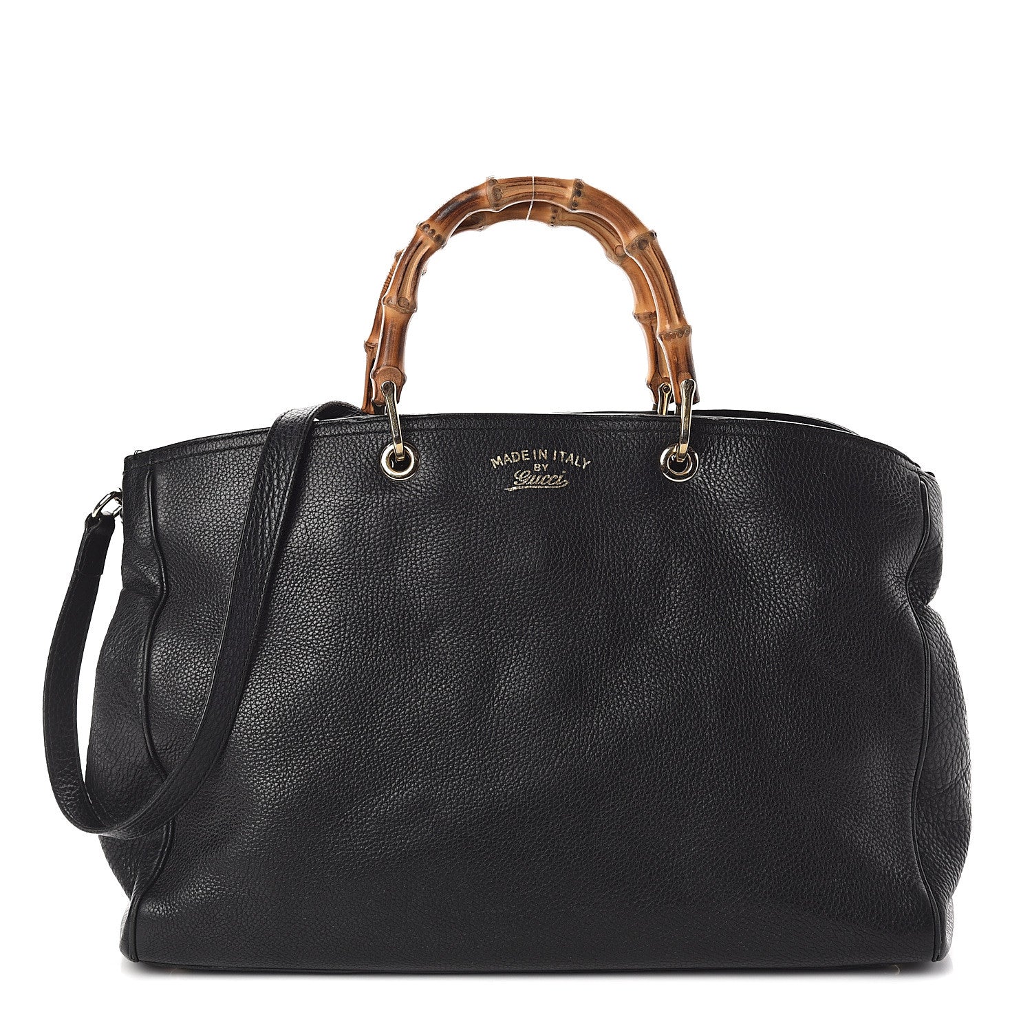 Gucci Calfskin Large Bamboo Shopper Tote Black 1 of 9