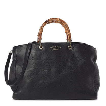 Gucci Calfskin Large Bamboo Shopper Tote Black 1 of 9