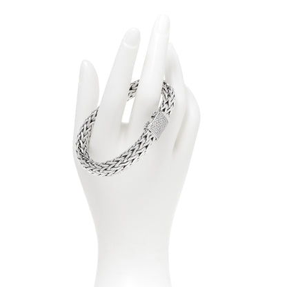 John Hardy Sterling Silver 18K Yellow Gold Diamond 11mm Classic Chain Bracelet 2 of 5