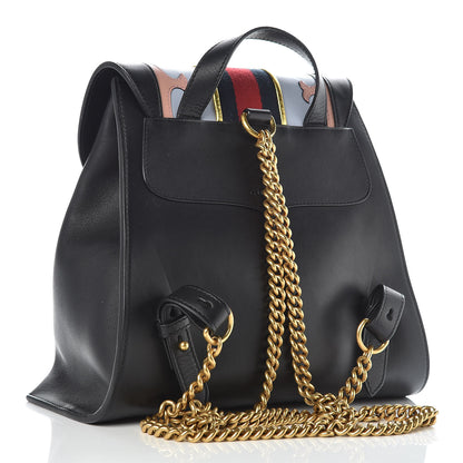 Gucci Calfskin Web GG Marmont Flap Chain Backpack Black 3 of 13