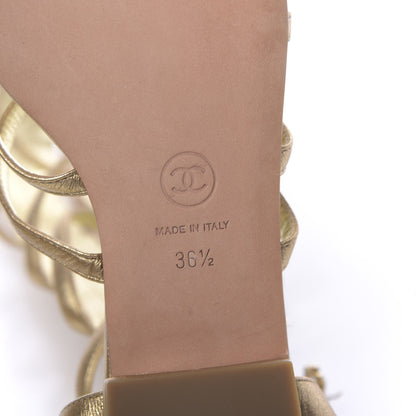 Chanel Metallic Lambskin Gripoix Gladiator Sandals 36.5 Gold 6 of 10