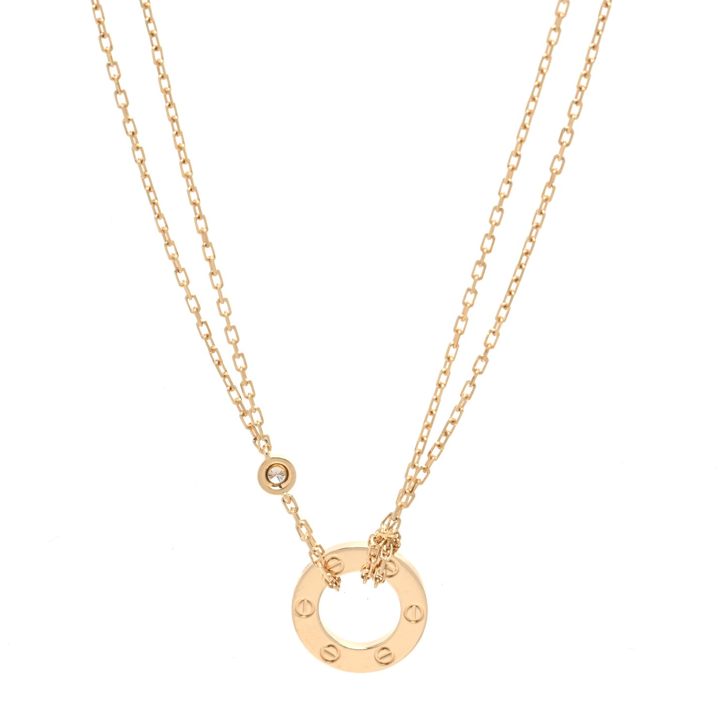 18K Yellow Gold 2 Diamond LOVE Necklace