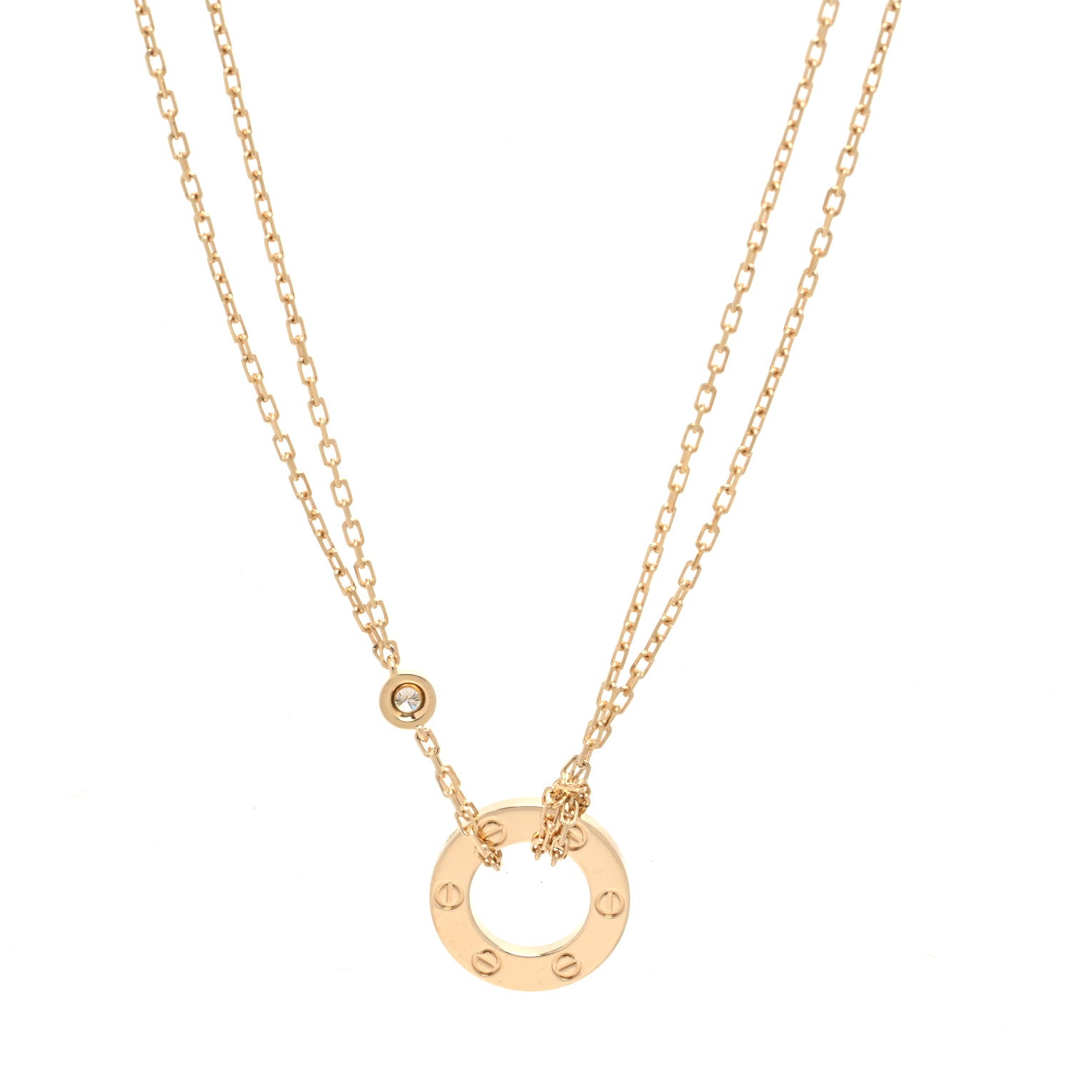 Cartier 18K Yellow Gold 2 Diamond LOVE Necklace 3 of 6