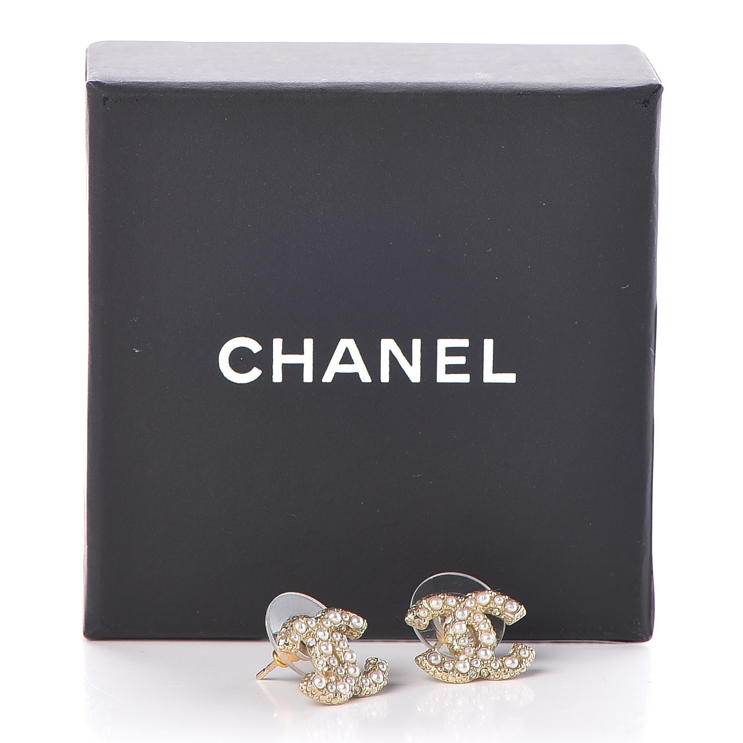 Chanel Pearl Crystal CC Earrings Gold 5 of 5