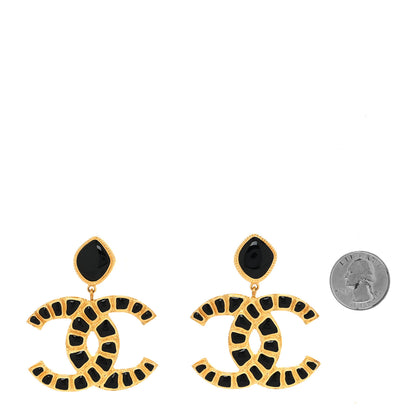 Chanel Resin Along The Nile CC Clip On Earrings Gold Black 2 of 4