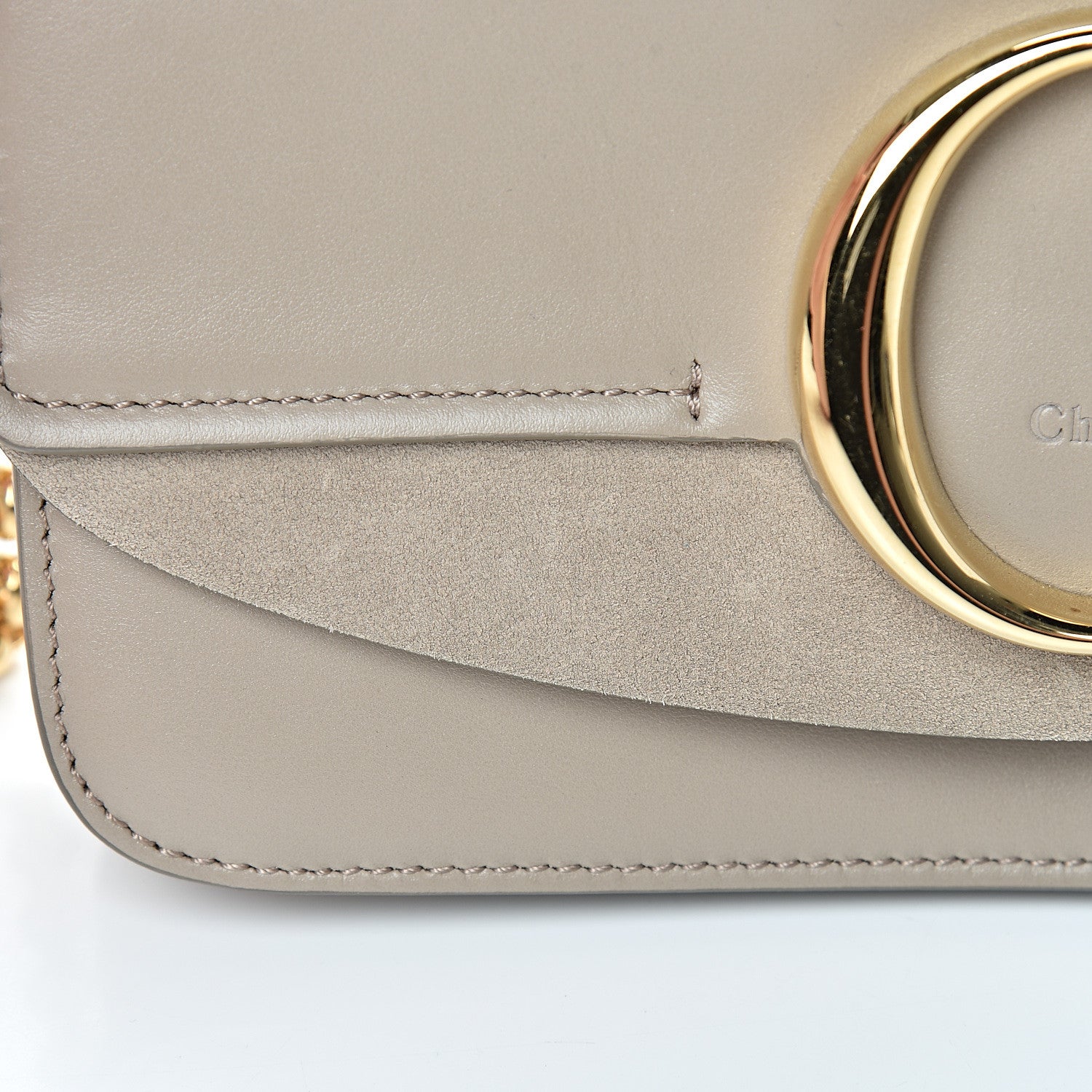 Chloe Calfskin Suede C Clutch With Chain Motty Grey 12 of 13