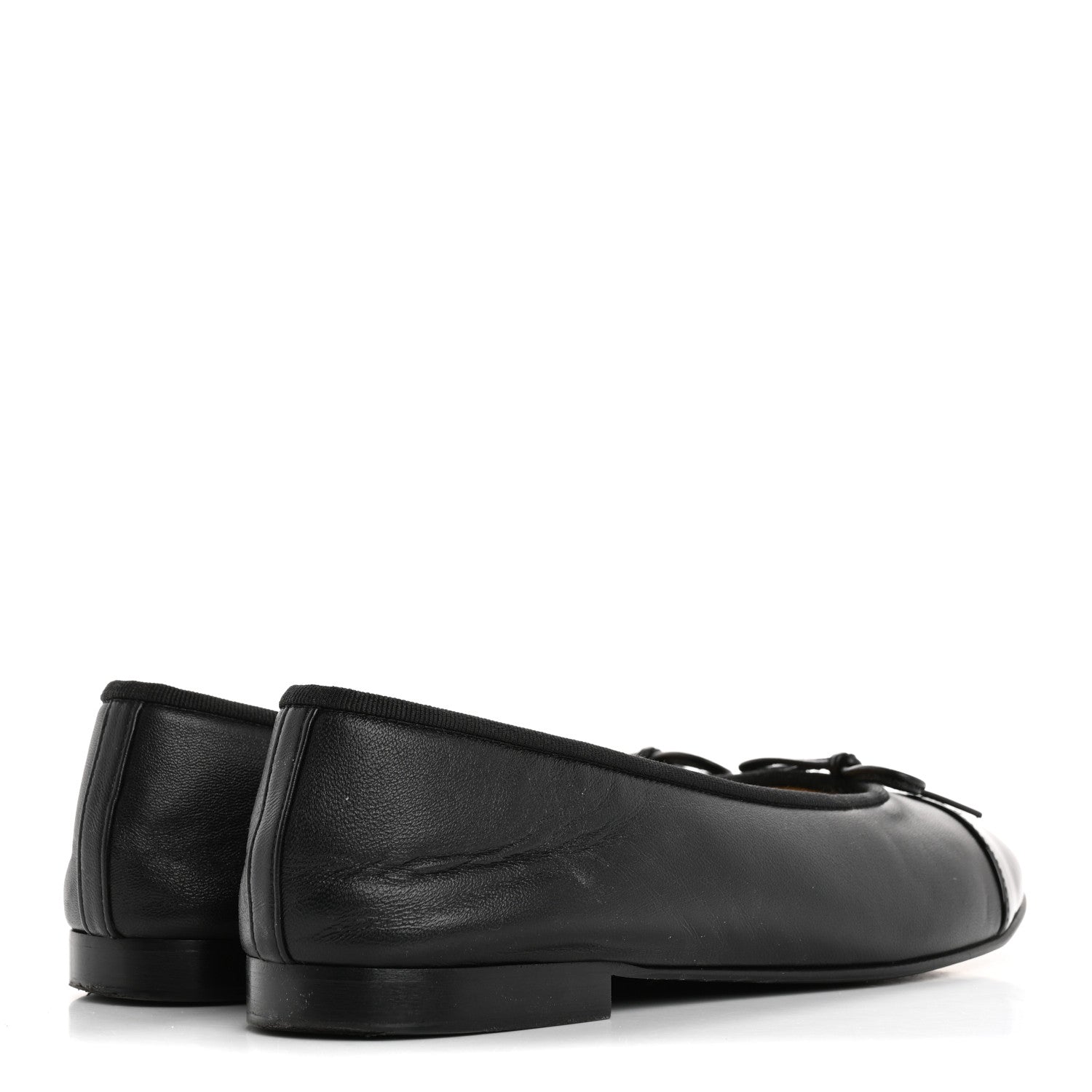 Chanel Lambskin Patent Cap Toe Ballerina Flats 39 Black 5 of 14