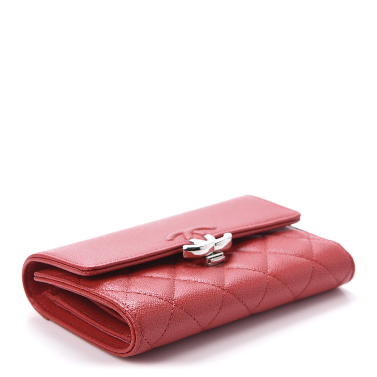 Chanel Grained Calfskin Quilted CC Box Flap Wallet Red 4 of 10