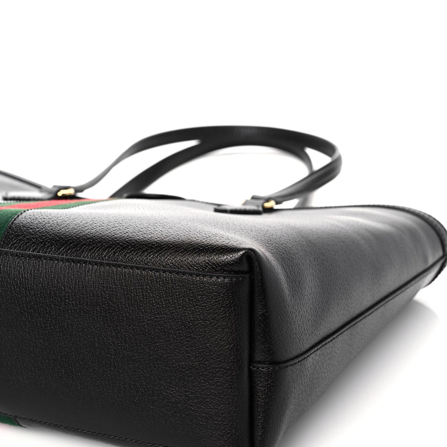 Textured Calfskin Web Medium Ophidia Shopping Tote Black