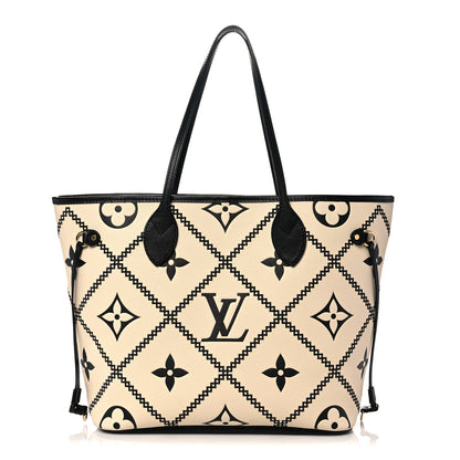 Louis Vuitton Empreinte Monogram Giant Broderies Neverfull MM Cream Black 1 of 10
