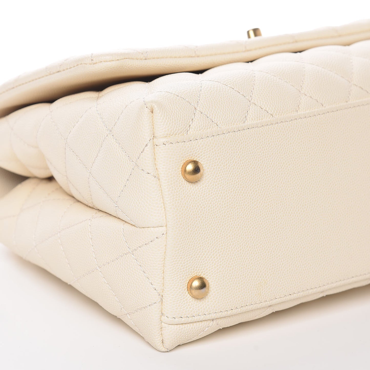 Caviar Lizard Quilted Small Coco Handle Flap Ivory