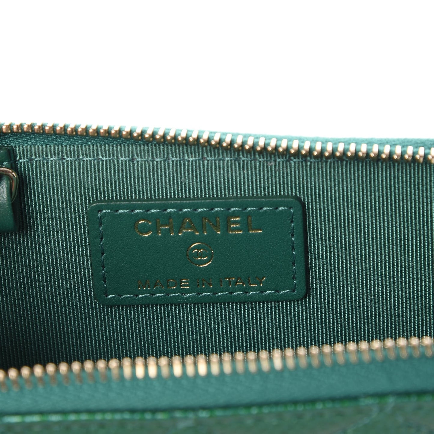 Metallic Caviar Quilted Key Holder Case Green