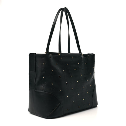 MCM Coated Canvas Studded Shopper Tote Black 2 of 9