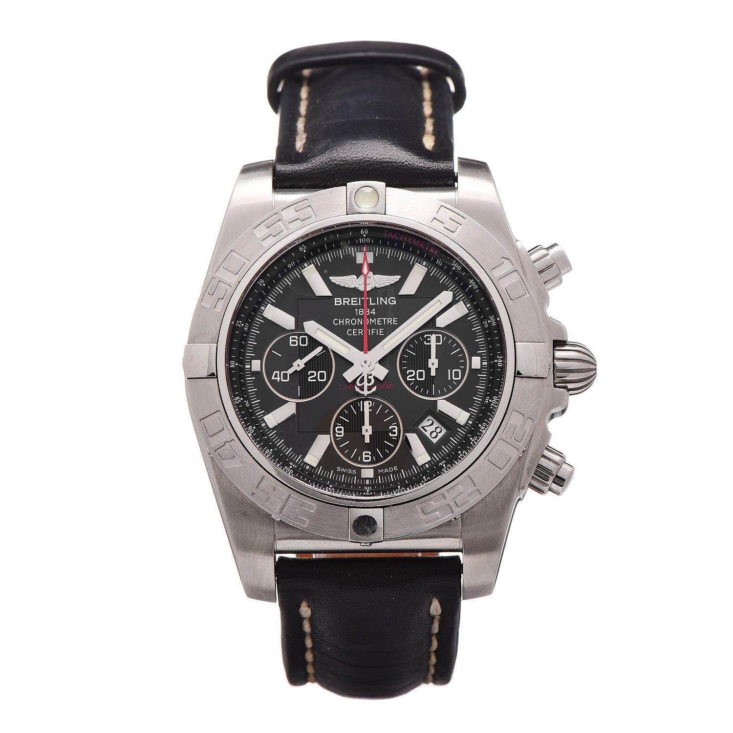 Breitling Stainless Steel Calfskin 44mm Chronomat 44 Flying Fish Automatic Watch Black AB011010 1 of 6