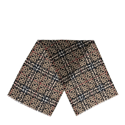 Burberry Cashmere Jacquard Monogram Scarf Beige 2 of 3