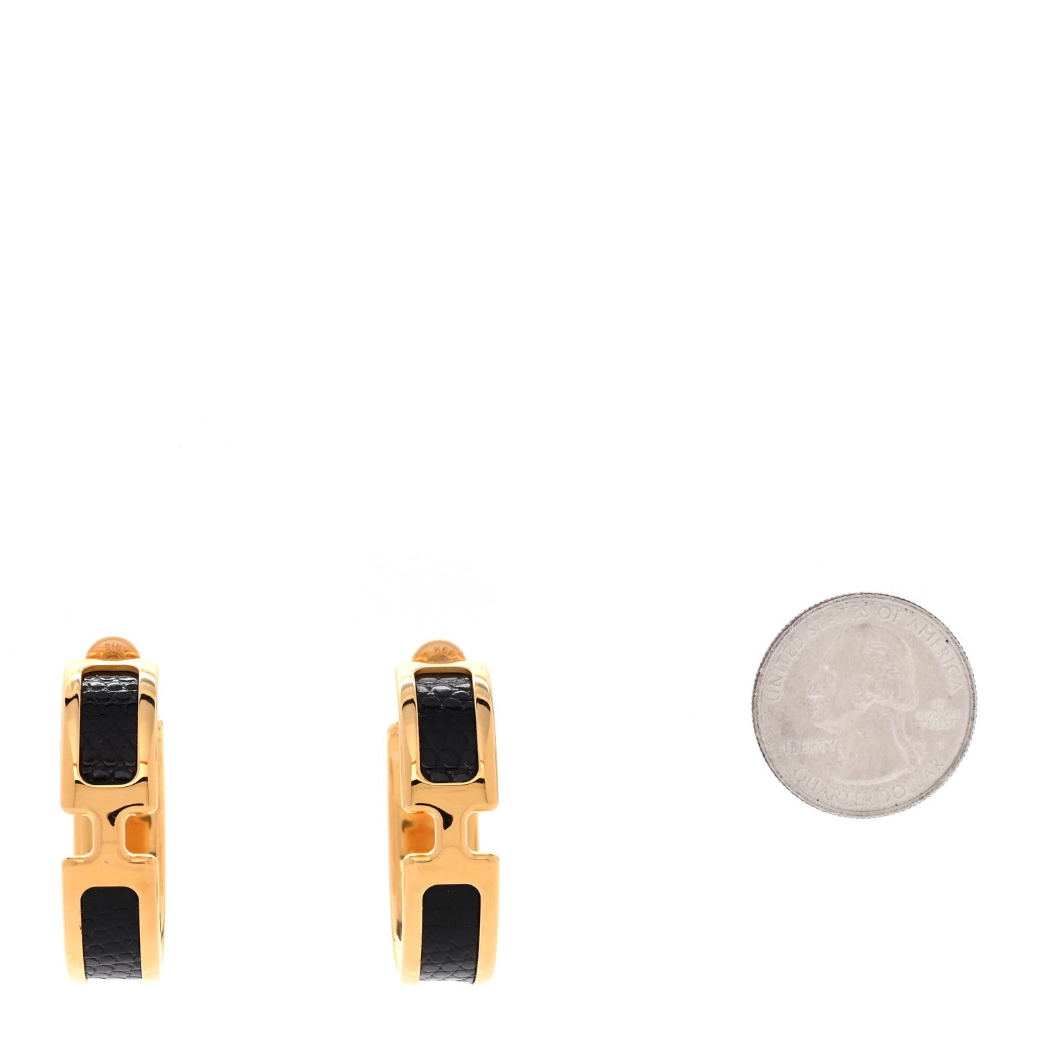 Hermes Lizard Olympe Earrings Black 3 of 6