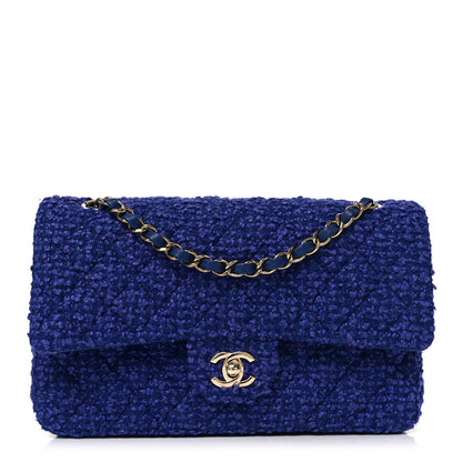Chanel Tweed Quilted Medium Double Flap Blue 1 of 10