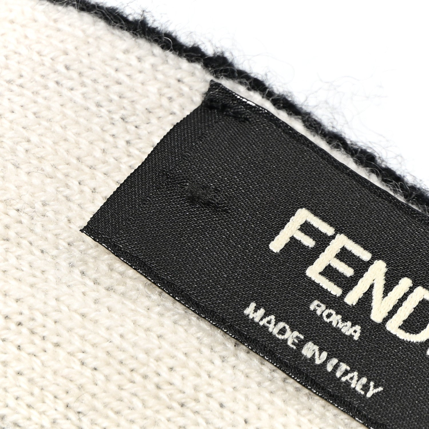 Fendi Cashmere Knit FF Scarf Black White 7 of 7