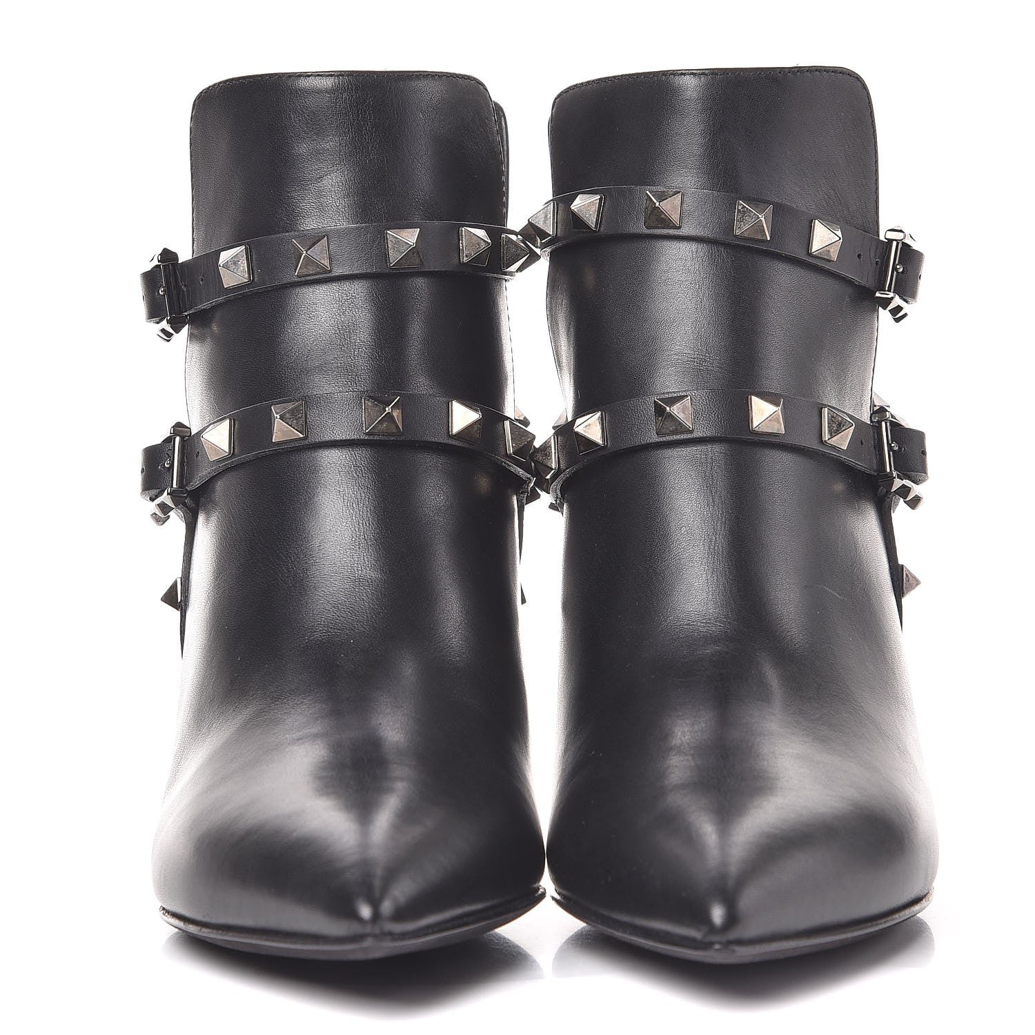 Valentino Garavani Calfskin Rockstud Double Buckle 65mm Ankle Boots 35 Black 2 of 11