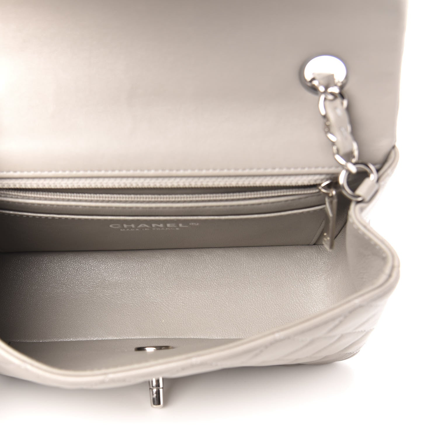 Chanel Lambskin Quilted Mini Rectangular Flap Grey 5 of 11