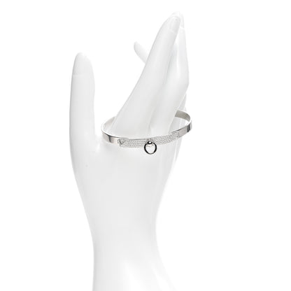 Hermes 18K White Gold Pave Diamond PM Collier De Chien Bracelet ST 2 of 7
