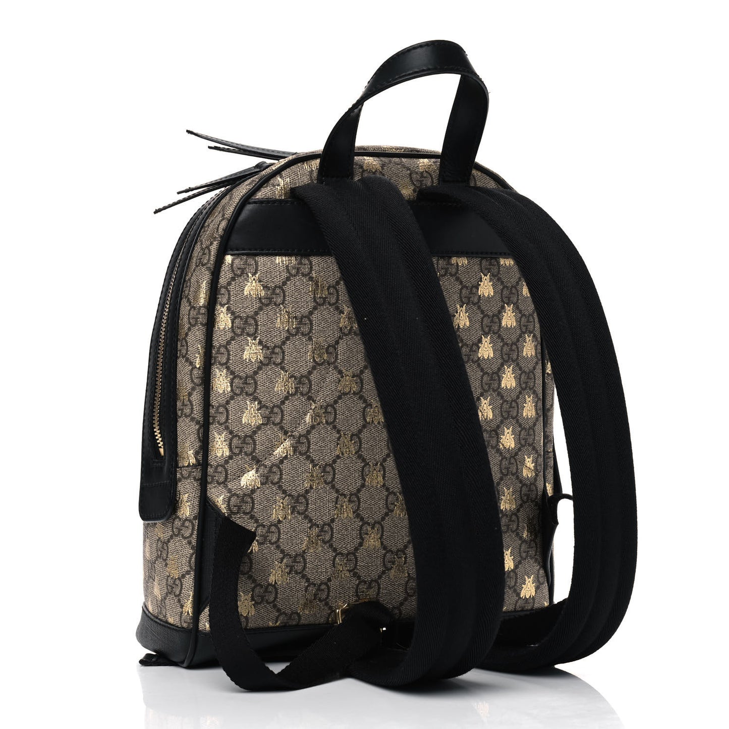 GG Supreme Monogram Bees Print Small Day Backpack Beige Oro Black