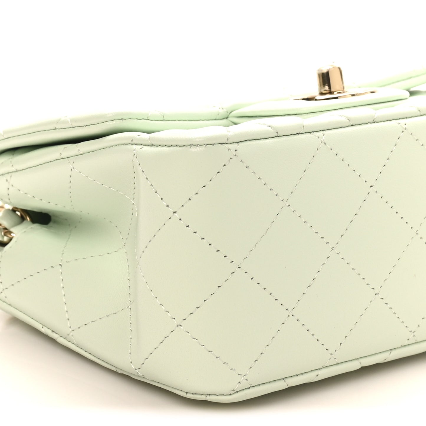 Lambskin Quilted Mini Square Flap Light Green