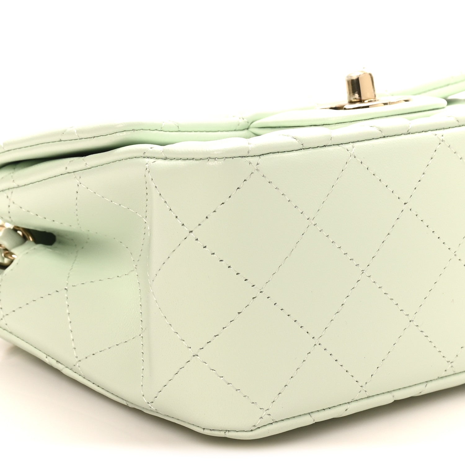 Chanel Lambskin Quilted Mini Square Flap Light Green 9 of 11