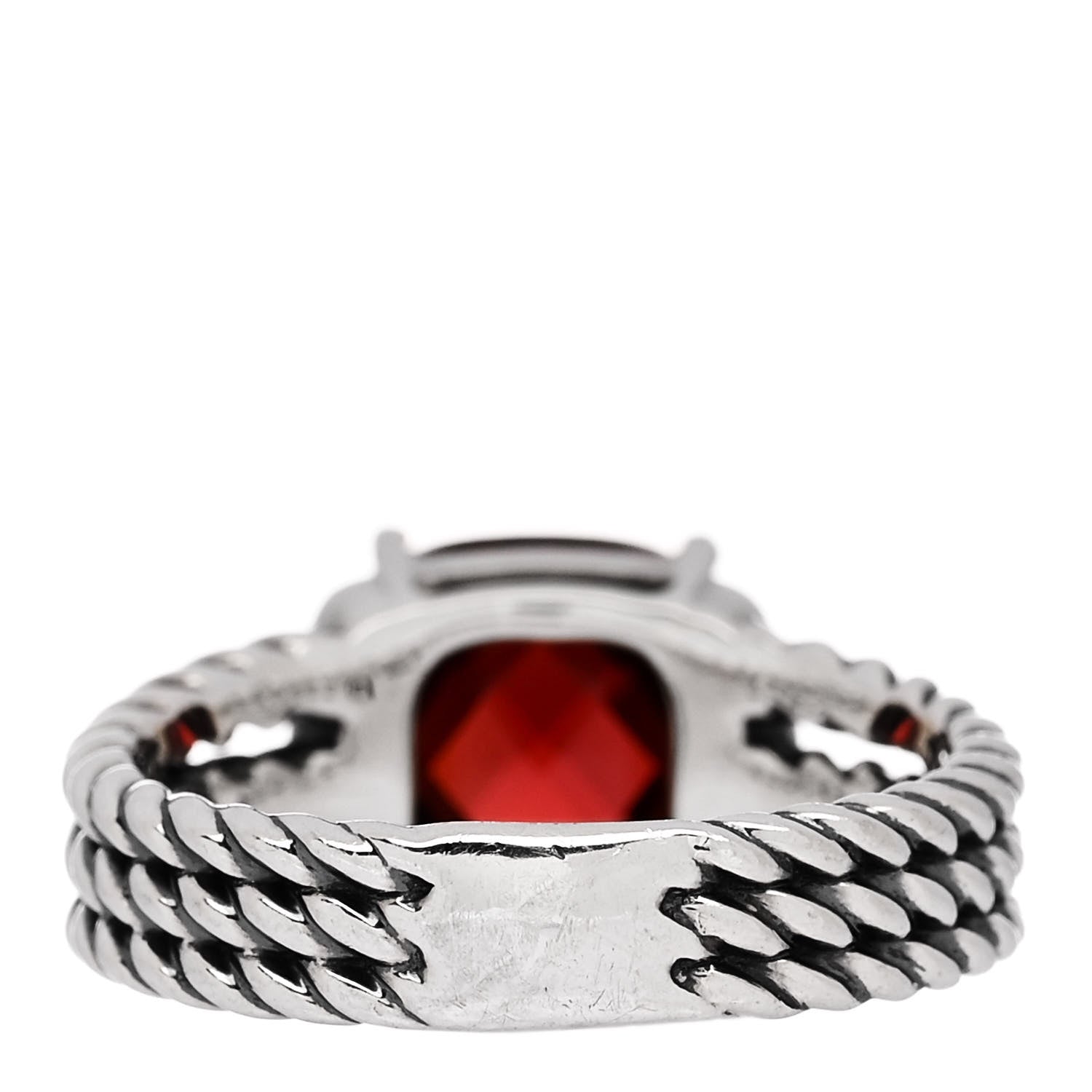 David Yurman Sterling Silver Diamond Garnet 10mm Petite Wheaton Ring 54 6.75 4 of 5