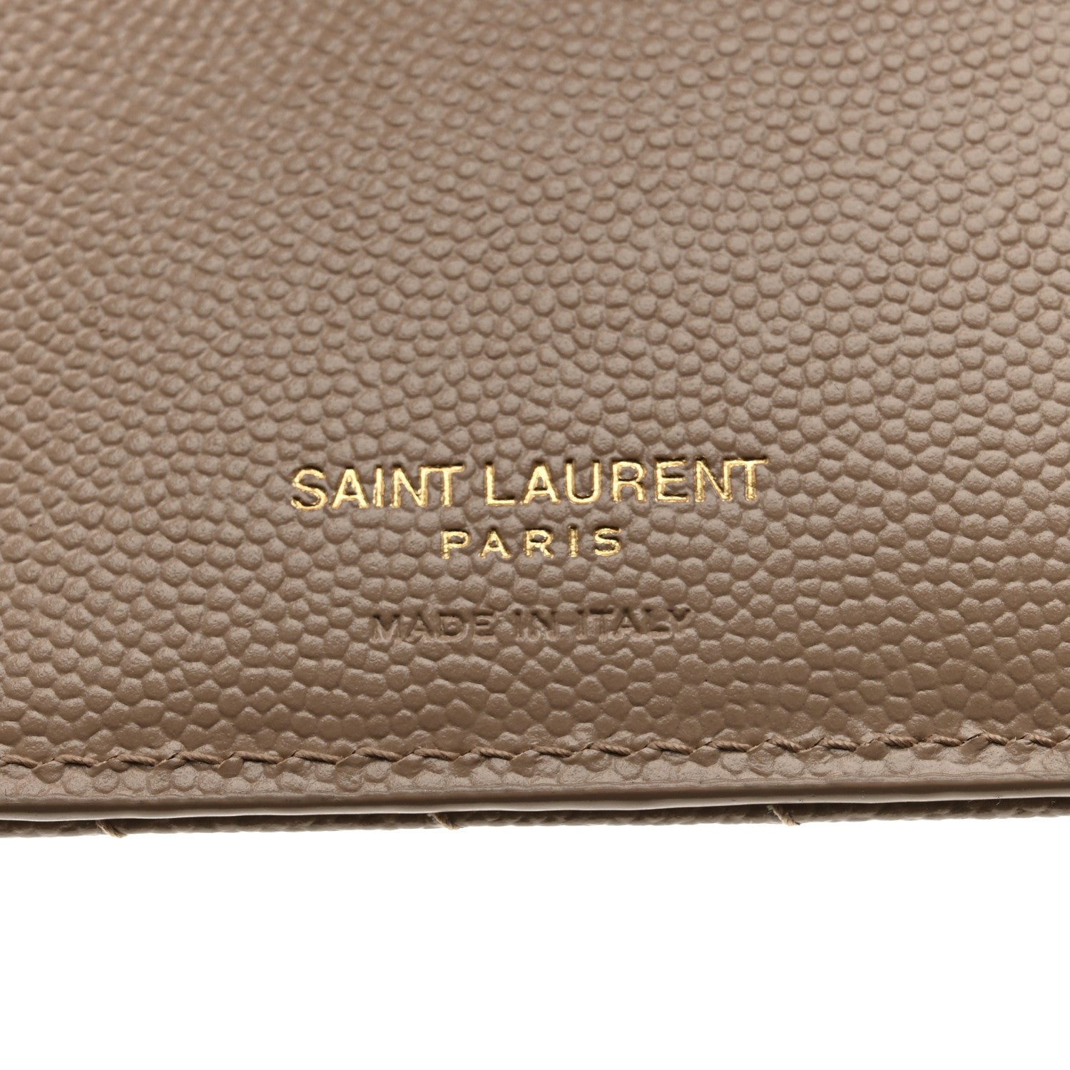 Saint Laurent Grain De Poudre Matelasse Chevron Monogram Zipped Card Case Dark Beige 6 of 8
