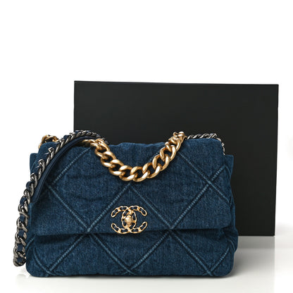 Chanel Denim Quilted Large Chanel 19 Flap Blue 11 of 11