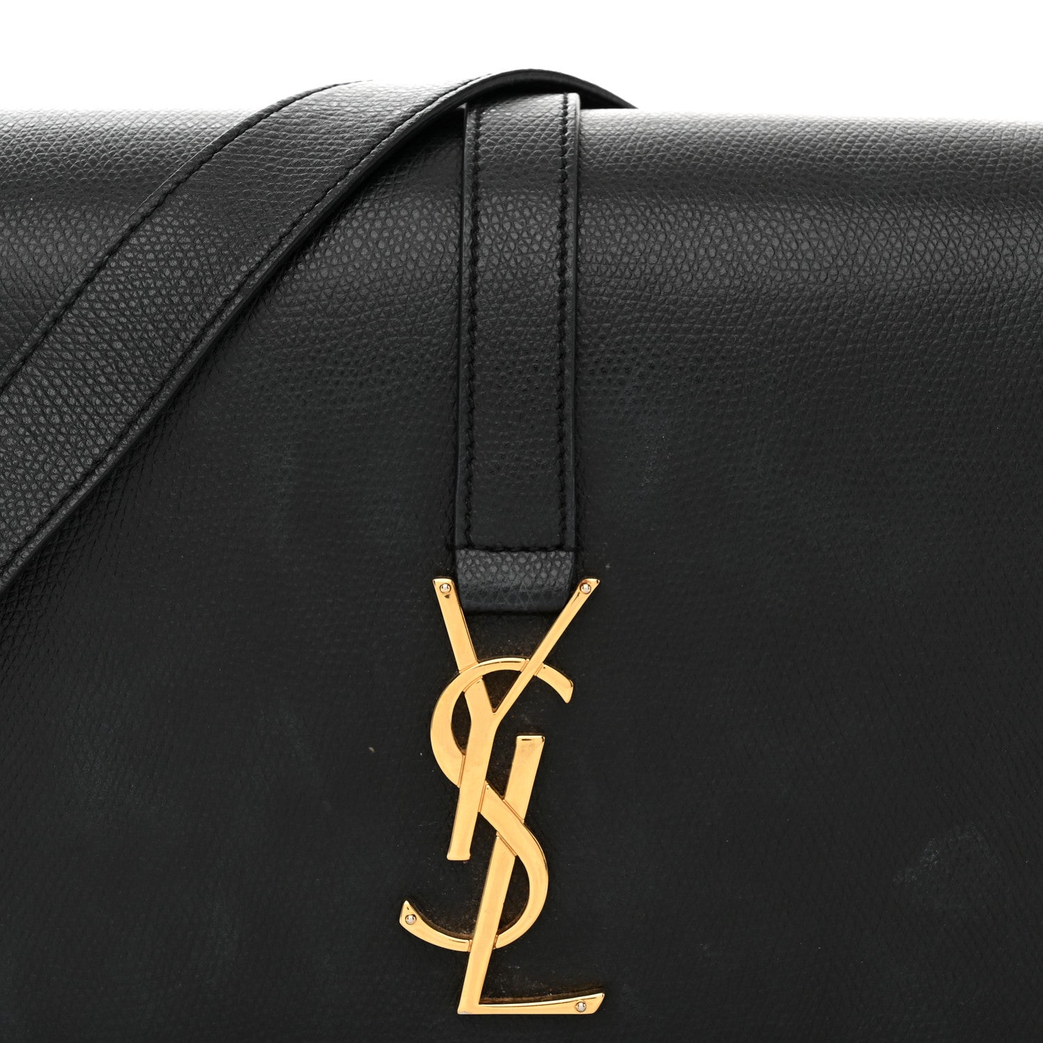 Saint Laurent Textured Calfskin Medium Classic Monogram Universite Bag Black 8 of 12