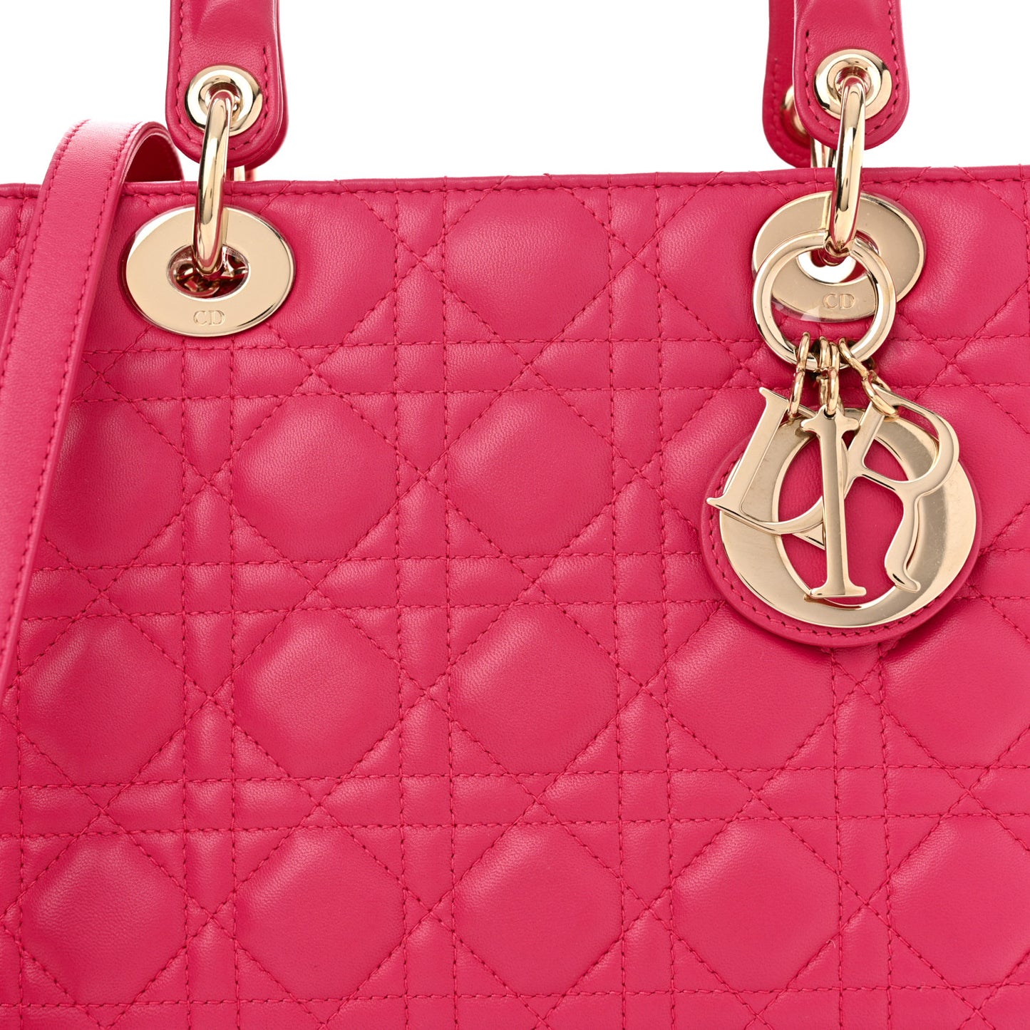 Lambskin Cannage Medium Lady Dior Fuchsia