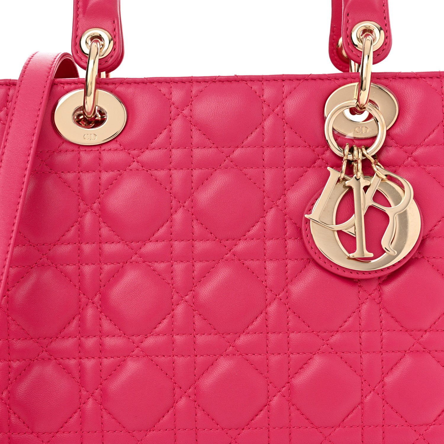 Christian Dior Lambskin Cannage Medium Lady Dior Fuchsia 8 of 15