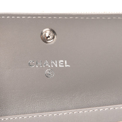 Chanel Striated Patent Quilted Card Holder Beige 6 of 9