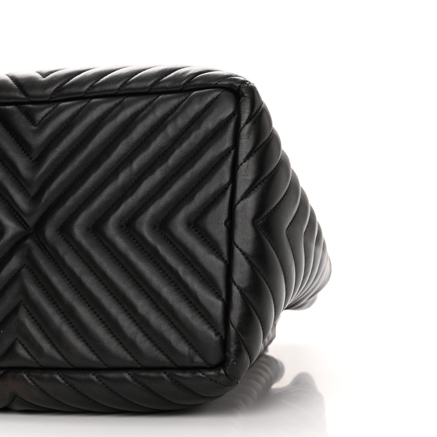 Lambskin Chevron Large Urban Spirit Drawstring Bag Black