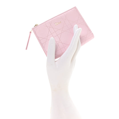 Christian Dior Lambskin Cannage Trianon Dahlia Wallet Rose Songe 2 of 9