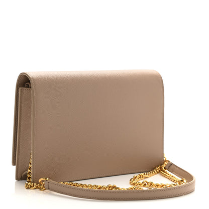 Saint Laurent Smooth Calfskin Classic Monogram Kate Tassel Chain Wallet Dark Beige 3 of 8