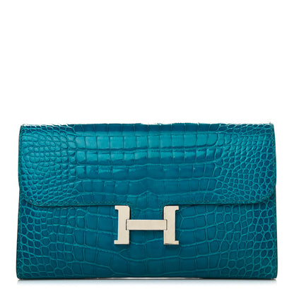 Hermes Shiny Alligator Constance Wallet Bleu Izmir 1 of 16