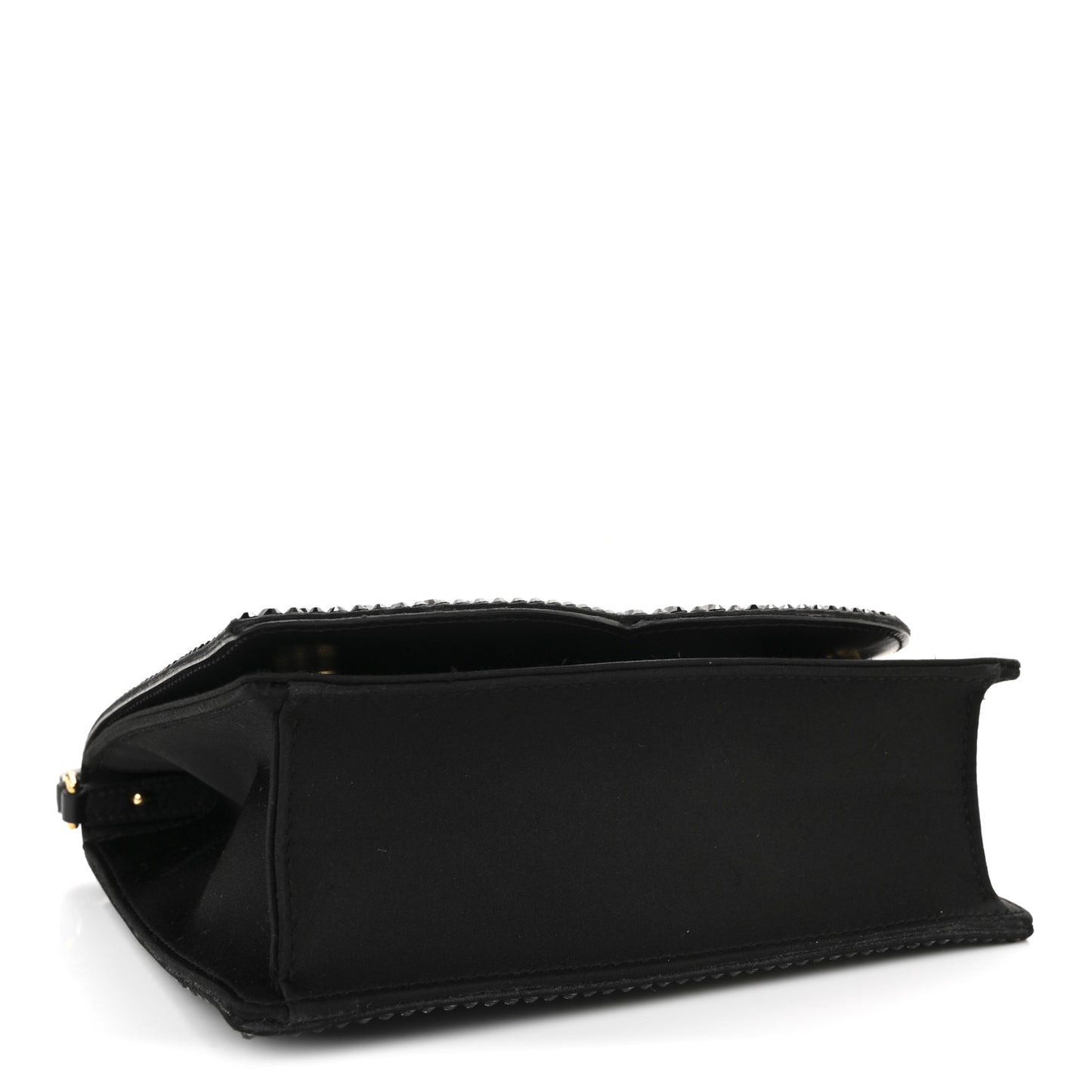 Satin Crystal DG Logo Flap Crossbody Bag Black