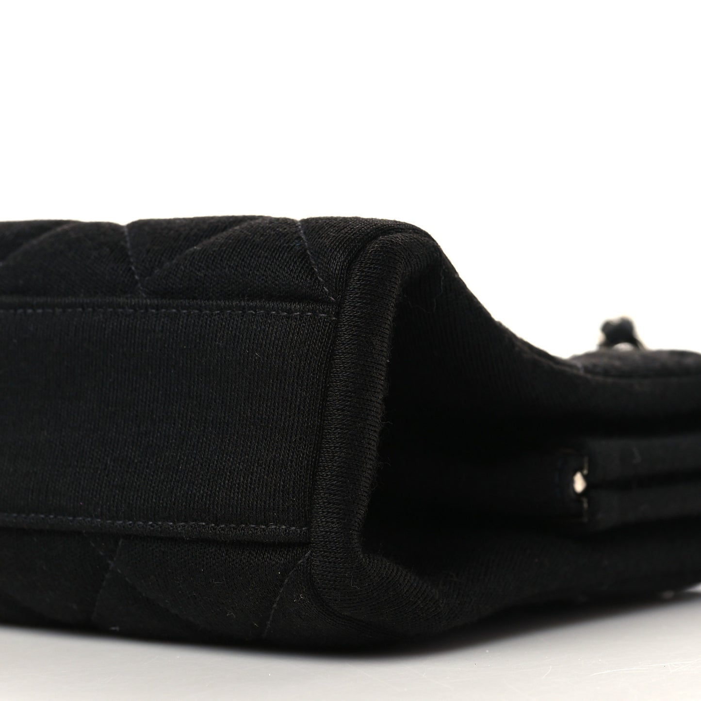 Jersey Quilted Kisslock Shoulder Bag Black