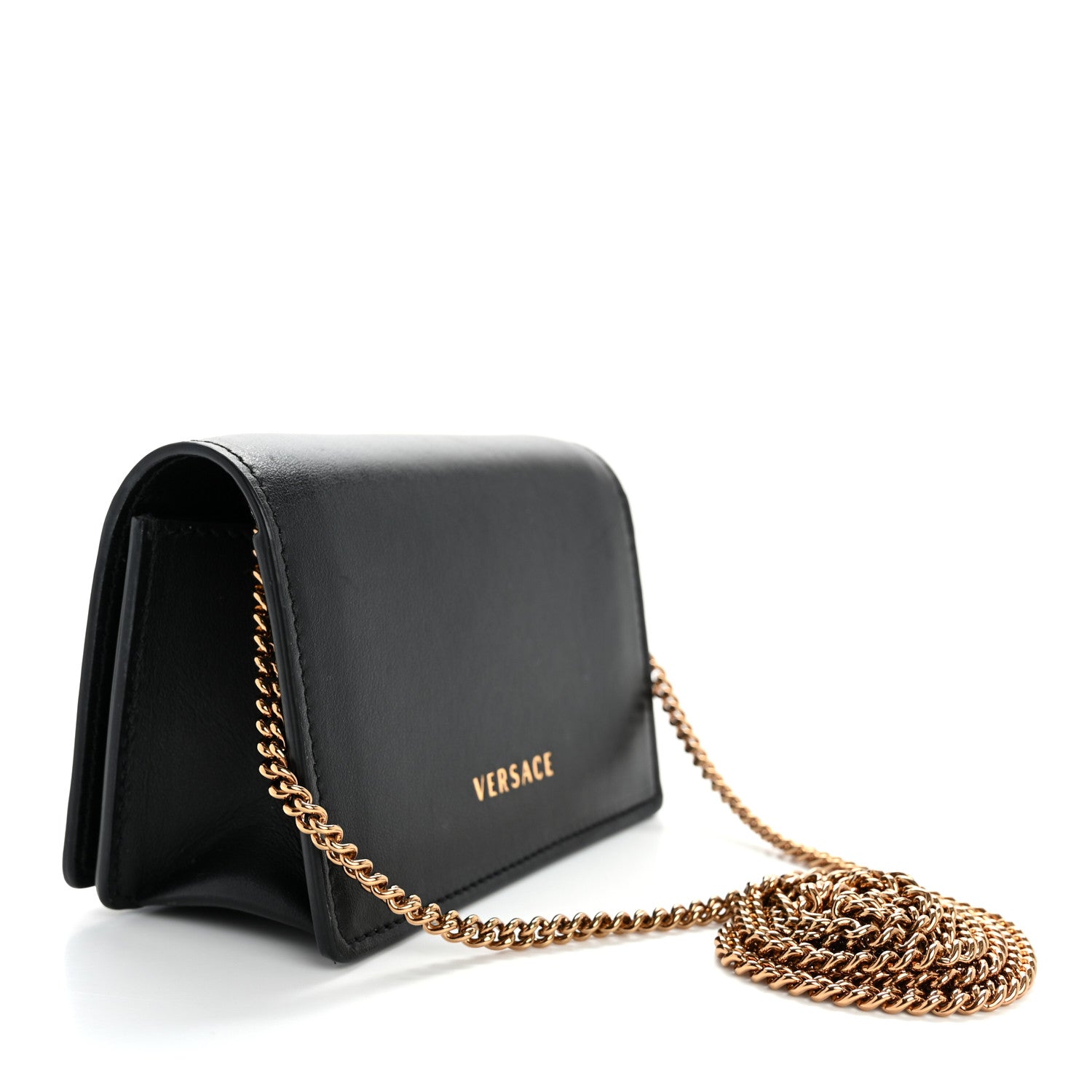 Versace Vitello Mini Virtus Chain Clutch Black 3 of 12