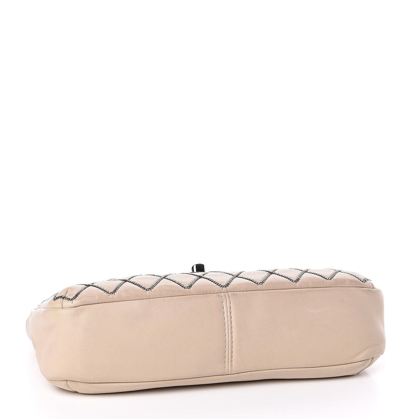 Lambskin Chain Stitch Clutch Beige